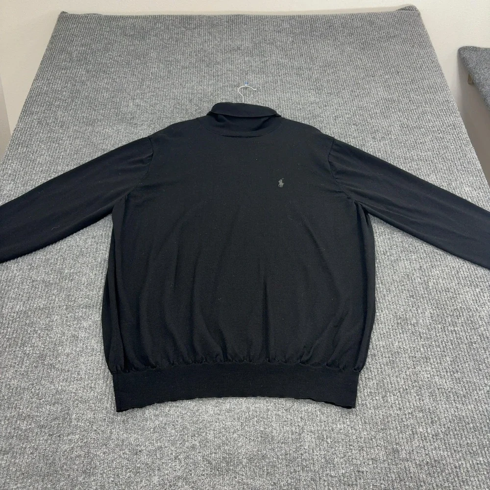 Polo Ralph Lauren Sweater‎ Mens Black Wool Turtleneck Pullover Classic Preppy
